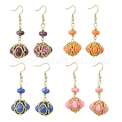 Glass Seed Bead and Synthetic Imperial Jasper Dangle Earrings&nbsp;EJEW-MZ00743