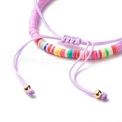 Handmade Polymer Clay Heishi Beads Stretch Bracelets Set&nbsp;BJEW-JB07349-02