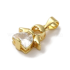 Rack Plating Brass Micro Pave Clear Cubic Zirconia Pendants&nbsp;KK-R158-10G