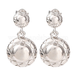 Half Round Brass Dangle Stud Earrings&nbsp;EJEW-D351-04P