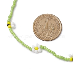 Glass Seed Bead Beaded Flower Necklaces&nbsp;X1-NJEW-TA00171