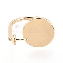 Flat Round Brass Cuff Ring Settings&nbsp;KK-T076-67G