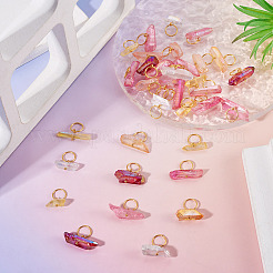 45Pcs 9 Styles Electroplated Natural Quartz Crystal Pendants&nbsp;PALLOY-TAC0226