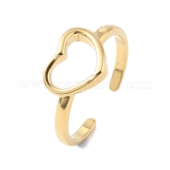 304 Stainless Steel Hollow Heart Open Cuff Rings for Valentine's Day&nbsp;X-RJEW-D002-26G
