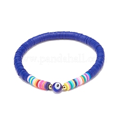 3Pcs 3 Colors Polymer Clay Heishi Surfer Stretch Anklets Set with Lampwork Evil Eye&nbsp;AJEW-AN00502
