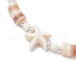 Adjustable Dyed Synthetical Turquoise Beaded Braided Bead Bracelets for Women&nbsp;BJEW-JB11805-02