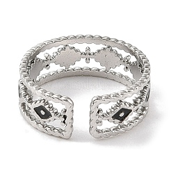 Rhombus 304 Stainless Steel Enamel Open Cuff Rings for Women&nbsp;RJEW-F166-26P-01