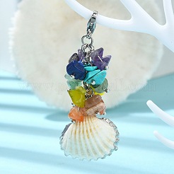Electroplate Shell Pendant Decorations&nbsp;HJEW-TA00070-02