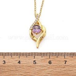 Brass Micro Pave Cubic Zirconia Pendant Neckalces for Women&nbsp;NJEW-S448-03G