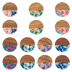 14Pcs 7 Colors Resin and Walnut Pendants&nbsp;FIND-TA0006-46