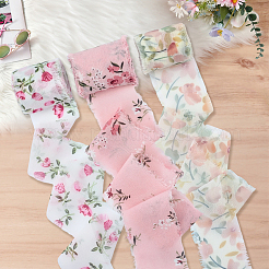 3 Rolls 3 Styles Flower Pattern Polyester Ribbon&nbsp;OCOR-CP0001-28B