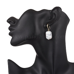 Brass Natural Freshwater Pearl Dangle Earrings&nbsp;EJEW-JE06566