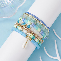 8Pcs 8 Style Natural Malaysia Jade & Pearl & Synthetic Hematite Beaded Stretch Bracelets Set&nbsp;BJEW-JB09733