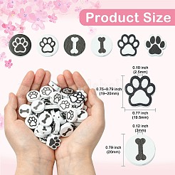 60Pcs 6 Styles Dog Bone Print Wooden European Beads&nbsp;WOOD-CJ0002-39