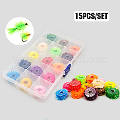 15 Rolls 15 Colors Velvet Tinsel Chenille Line Crystal Flash Cactus Chenille&nbsp;AJEW-SP0004-12
