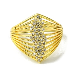 Brass Micro Pave Cubic Zirconia Open Cuff Rings&nbsp;RJEW-K256-33G