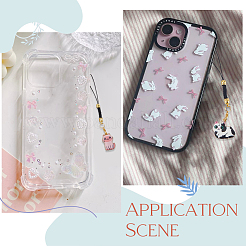14Pcs Cat Shape Alloy Glass Mobile Straps&nbsp;HJEW-SC00128