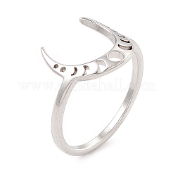 201 Stainless Steel Moon Phase Finger Ring for Women&nbsp;RJEW-A006-07P-1