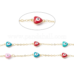Handmade Eco-friendly Brass Enamel Heart with Evil Eye Link Chain&nbsp;CHC-E025-44G