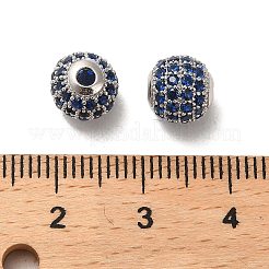 Rhodium Plated 925 Sterling Silver Micro Pave Cubic Zirconia Beads&nbsp;STER-H110-24B-05P