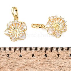 Brass Micro Pave Cubic Zirconia and Enamel Peg Bails Pendants&nbsp;KK-C172-18G