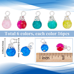 96Pcs 2 Bags 6 Colors Crack Glass Bead Pendants&nbsp;GLAA-BM0001-03