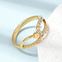 304 Stainless Steel Micro Pave Cubic Zirconia Finger Rings for Women&nbsp;RJEW-A104-01G