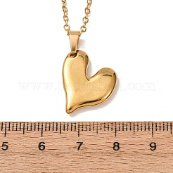 304 Stainless Steel Heart Pendant Cable Chain Necklaces for Men Women&nbsp;NJEW-K308-02C-G