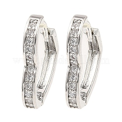 Brass Micro Pave Cubic Zirconia Hoop Earring&nbsp;EJEW-D078-23P