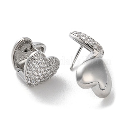 Brass Micro Pave Clear Cubic Zirconia Hoop Earrings&nbsp;EJEW-C121-17P