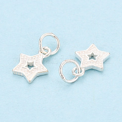 Textured 925 Sterling Silver Star Charms&nbsp;STER-T009-12S