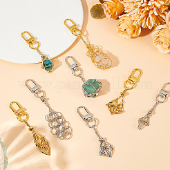 8Pcs 8 Styles 304 Stainless Steel Empty Stone Holder Chain Pouch Pendant Decorations&nbsp;HJEW-AN0001-04
