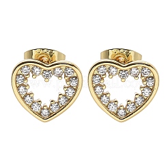 Brass Micro Pave Clear Cubic Zirconia Stud Earrings&nbsp;EJEW-C139-07G