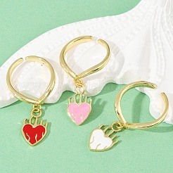 Brass Enamel Open Cuff Rings for Women&nbsp;RJEW-U057-10G