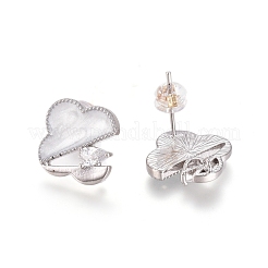 Real 18K Gold Plated Brass Stud Earring Findings&nbsp;KK-L180-117B