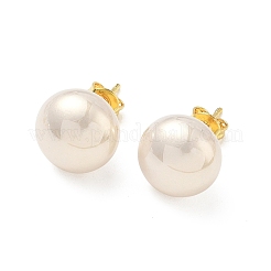 Brass & ABS Plastic Imitation Pearl Stud Earrings for Women&nbsp;PL-CBA760A-14A-G02