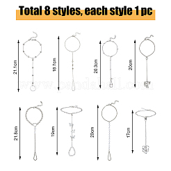 8Pcs 8 Style Alloy Ring Bracelets Set with Crystal Rhinestone & Plastic Pearl Beaded&nbsp;BJEW-FI0001-20
