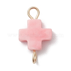 Synthetic Coral Dyed Pink Cross Connector Charms&nbsp;PALLOY-JF04222-02