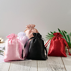 30Pcs 6 Colors Rectangle Satin Gift Packing Pouches Drawstring Bags&nbsp;ABAG-BT0001-04