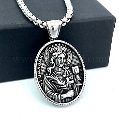 European Greek Stainless Steel Oval with Queen Pendant Necklaces for Men Women&nbsp;US8326
