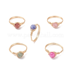 Copper Wired Fluorite Finger Rings&nbsp;RJEW-JR00931