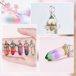 10Pcs 5 Colors Faceted Bullet Glass Pointed Pendants&nbsp;KK-SC0003-08