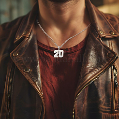 1Pc 304 Stainless Steel Figaro Chain Number Pendant Necklaces&nbsp;NJEW-BBC0001-28A-P