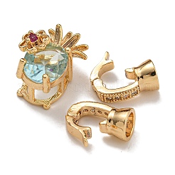 Brass Micro Pave Cubic Zirconia Fold Over Clasps&nbsp;KK-U037-26G-02