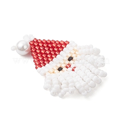 Glass Seed Beaded Santa Claus Pendants&nbsp;PALLOY-MZ00828-01