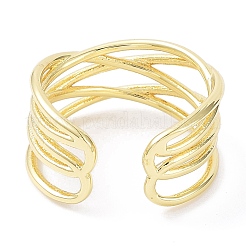 Rack Plating Brass Criss Cross Cuff Rings&nbsp;RJEW-B044-02G