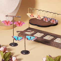 4 Pairs 4 Colors Butterfly Alloy & Acrylic Hoop Earrings&nbsp;EJEW-TA0001-88A
