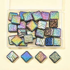 30Pcs Rainbow Iridescent Printed Opaque Acrylic Beads&nbsp;OACR-FS0002-70