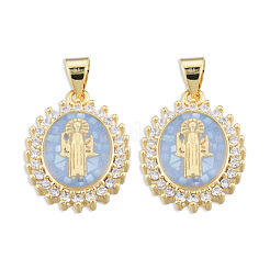 Brass Micro Pave Clear Cubic Zirconia Pendants&nbsp;KK-N227-95B