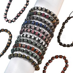 Adjustable Natural & Synthetic Gemstone and Non-magnetic Synthetic Hematite Braided Bead Bracelets&nbsp;BJEW-Z090-01